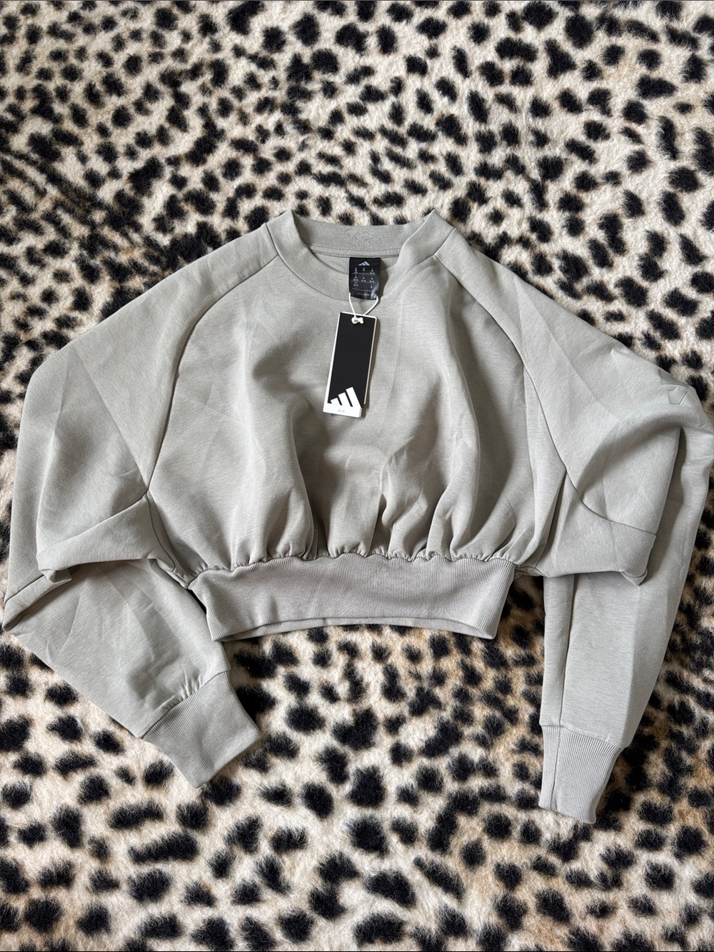 adidas Sage Green Cropped Pullover Sweatshirt